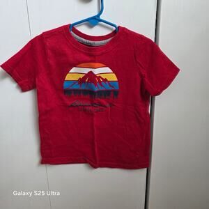 EUC Eddie Bauer red mountain silhouette log t-shirt, cotton blend sz 3T